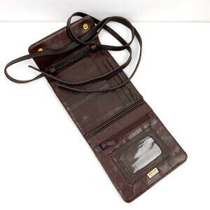 Vintage Perlina New York Brown Genuine Leather Crossbody Bag Organizer